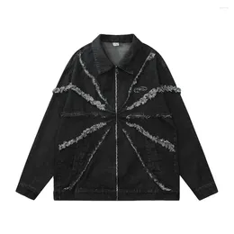 Men's Jackets Frayed Tassels Designer Y2k Loose Denim Coats For Men Women Grunge Boyfriend Oversize Motorcycle Spring Winter Clothes