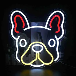 LED Neon Sign Dog Neon Signs Wall Decor Animal LED Signs French Bulldog Neon Lights USB for Kids Room Pet Shop Business Sign Dog House Decor YQ240126