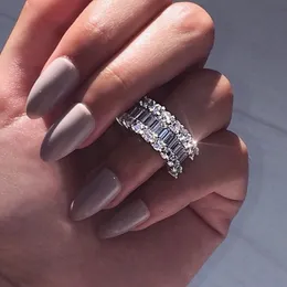 Nova chegada jóias de luxo completo princesa corte branco topázio cz diamante promessa casamento anel de noiva para presente feminino