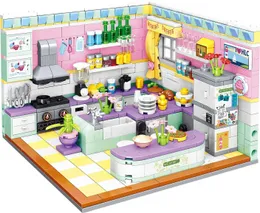 Blocchi 194 pezzi di costruzioni urbane impostano amici camera da letto cucina modello 3 in 1 deform brinquedos girls education toy h240522