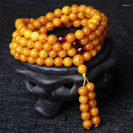 Strand Natural Honey Wax Multi Circle Bracelet Original Stone 108 Buddha Beads Chicken Oil Yellow Male