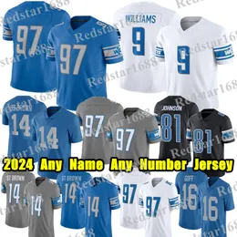 #26 Jahmyr Gibbs Football Jersey #14 Amon-Ra St. Brown Jameson Williams Malcolm Rodriguez Johnson Matthord Stafford Barry Sanders Jared Goff 모든 이름 숫자 유니폼