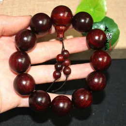 Strand India Pterocarpus Santalinus macinazione a mano dello stesso materiale braccialetto con motivo a pelo di mucca ad alta densità a grana rift