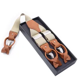 Män axelband Vuxen 6-klippknappdräkt Pants Solid Color Suspender Stark elastisk elastisk band