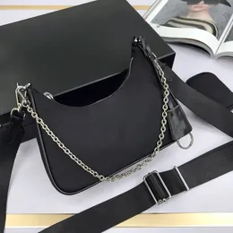 Topp Luxurys Womens Mens Black Designer Väskor 3delar Handväskor Underarmsäckar Purse Nylon Chain Lady Bag Crossbody Axel Tote Clutch Bag