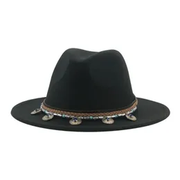 Ampla borda chapéus balde fedoras chapéu homens mulheres cinto banda sólida felted jazz bonés ocidental cowboy casual inverno sombreros de mujer gota ot5kg