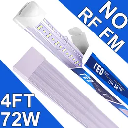 NO-RF RM 4Ft conduziu o dispositivo elétrico de luzes da loja, 4 pés 72W 48' luz da garagem 4'' T8 integrou o tubo do diodo emissor de luz, garagem conduzida conectável dos bulbos, montagem de superfície a rendimento elevado Plug and Play EUA usastock