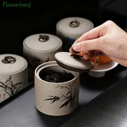 Stoare Tea Caddy Seramik Porselen Çay Çay Nemi Dövüşlü Mühürlü Cork Bez Kapağı Depolama Kavanozu 240119