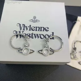 Designer Viviane Westwoods Vivienen Imperatriz Viúva Xis Círculos de Ouro e Prata Três em Um Saturno Brincos Cheios de Diamante Anéis Femininos Dois em Um Dois Hollo Removíveis