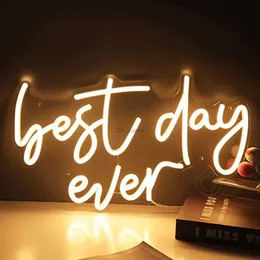 LED NEON SIGN BEST DAY EVER LED NEON LIGHT UP SIGN SIGN BARD CAVE CAVE WALL DECAR SIGN 결혼식 생일 기념일 제안 파티 YQ240126