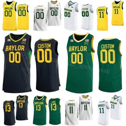 Homens Mulheres Crianças Basquete Universitário Baylor Bears Jerseys 4 Walter 2 Jayden Nunn 10 RayJ Dennis 13 Langston Love 21 Yves Missi 11 Jalen Bridges Equipe Verde Branco Amarelo