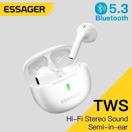 Kulaklıklar Essaper Bluetooth Kulaklıklar 5.3 Kablosuz Kulaklıklar TWS Kulaklıklar Yarı Stereo Sports Mini Kulaklıklar Tüm telefonlar için mikrofonlu