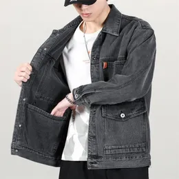 Cappotto di jeans primaverile e autunnale di marca giapponese di alta qualità multitasche abiti da lavoro larghi giacca da uomo di grandi dimensioni 240118