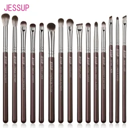 Jessup Eye Makeup Brushes مجموعة احترافية 15pcs ظلال العيون النباتية مخفي حاجب مزج فرش Brownt499 240124