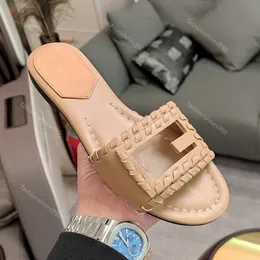 Luxo Slides Designer Chinelos Mulheres Sapatos de Alta Qualidade Sandálias Casuais Flip Flops Tecelagem Estilo Preguiçoso Flats Verão Praia Sandália Oca Out Fivela Com Caixa 10A