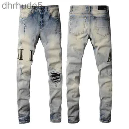 Top New Mens Jeans Moda Skinny Straight Slim Rasgado Jean Elástico Casual Motociclista Stretch Denim Calças Calças Clássicas Jeans # 274 9WU4