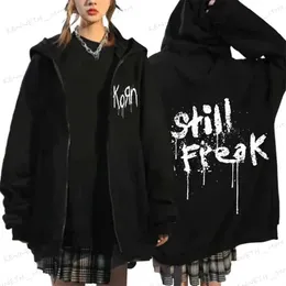 رجال رجال Sweatshirts Korn Music Concert Rock Band World Zipper Hoody Men Female Hip Hop Metal zip up sweatshirt male retro punk coats t240126