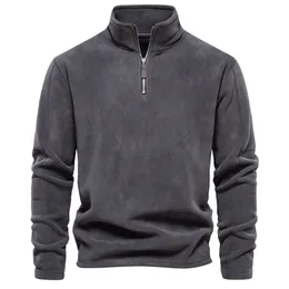 AIOPESON брендовая качественная утолщенная теплая флисовая куртка для мужчин, пуловер на молнии с воротником, мужская толстовка, мягкая оболочка 240119