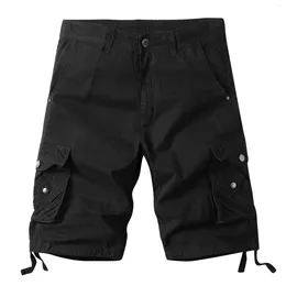 Erkekler Pantolon Mens Soild Shorts Çok Cep Düğmesi Spor Beş Cent Pantolon Artı Beden Moda Gündelik Adam Yaz Ropa Hombre
