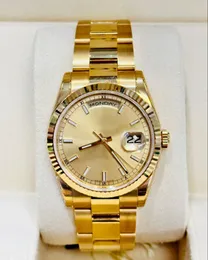 Relógio de pulso masculino de luxo Japão Mecânico Automático 118238 36mm 18k Relógio de Ouro AmareloNEW OLD STOCK Pulseira Aço Inoxidável Açosafira Relógio Masculino À Prova D 'Água