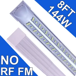 (25-Pack) 8ft LED-butik Lätt No-RF RM V-form 144W 144000LM 6500K, 8 fot, 96 '' T8 Integrerat LED-rör, Länkbara LED-glödlampor Garage, Warehouse, Clear Lens Usastock