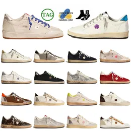 Designer-Freizeitschuhe, niedrige Wildleder-Ball-Star-Top-Mode, Damen-Herren-Gold-Glitzer-Trainer, handgefertigt, Vintage-Silber, Italien-Marke, Loafer, Obermaterial, Sneakers