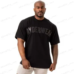 Homens camisetas Novo algodão correndo esporte t-shirt homens ginásio fitness manga curta tees verão preto tops masculino musculação treinamento treino roupas t240126