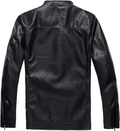 Rennjacken Herren Stehkragen Lederjacke Motorrad Leichte Faux-Outwear