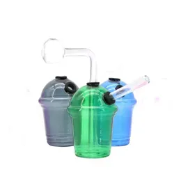 Starbucks Cup Shape Shisha Glasölbrenner Bong Bubbler Rauchende Wasserpfeifen Dab Rigs Ashcatcher Shisha mit Downstem Ölbrennerrohre Dhl-frei