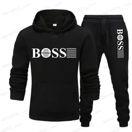 Survêtements pour hommes 2 pièces ensembles survêtement sweat à capuche + pantalon à cordon de serrage mâle sport sweats à capuche vêtements de sport hommes femmes marque automne hiver T240126