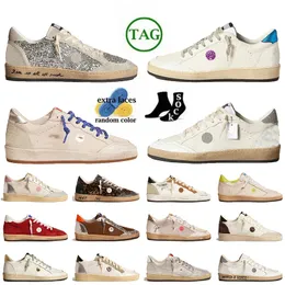 Silver Vintage Designer Shaual Shoes Ball Star Luxury Handmade Suede Leather Womens Mens Gold Golit Plitter Trainers Italy Swafers Sneakers Apper