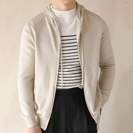 Erkek Sweaters Kış Erkekler Düz Renkli Kapşonlu Kazak Haltan İş Sıcak fermuar Ceket Sokak Giyseni Kıyafet İnce Ceket Homens Giyim