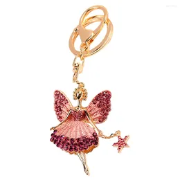 Keychains Angel Girl Design Butterfly Wing Fairy Keychain Rhinestone Dancing Ballet Car Key Ring for Girls Women