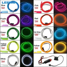 LED Neonschild FEELDO 20set 5M Autodekoration Flexibles Formteil EL Neon Glow Beleuchtungsseilstreifen mit Flosse und Zigarettenanzünder 9-farbig #CA3596 YQ240126