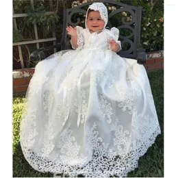 Vestidos da menina 1º ano festa de aniversário casamento roupas infantis bebê batismo vestido comprimento extra longo