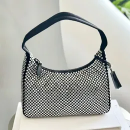 Luksusowy projektant rhinestone kryształ hobo diamentowe torby na ramię damski pachowca lśniczka torebka torebka torebki na ramię męskie black crossbody worka sprzęgła