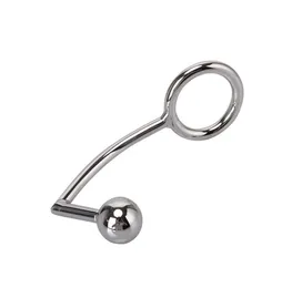 Male Device 40mm 45mm 50mm Stainless Steel Anal Hook With Penis Ring Metal Butt Plug Adult sexy Toys For Men6153105