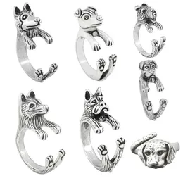 Band Rings Vintage Jack Russell Boxer Ring Erkekler Kpop Anillos Boho Sevimli Köpek Anel Çift Çift Kadın Mücevher Arkadaş Aneis Yıldönümü 240125