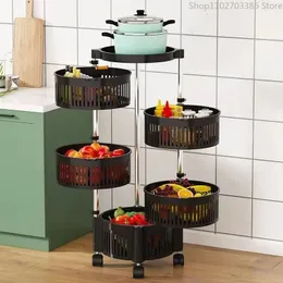 Prateleira rotativa de armazenamento de metal, prateleira redonda, cesta de armazenamento de cozinha, vegetais e frutas, rack de plástico 240122