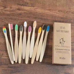 Diş fırçası 10 adet çocuk renkli diş fırçası eko yumuşak kıl bambu diş fırçası çocuklar bambou vegan diş diş oral bakım plastik ücretsiz