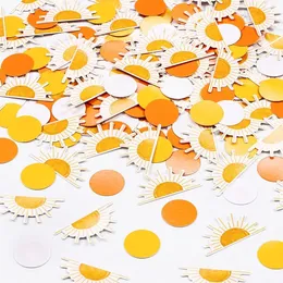 Funmemoir Sunshine Sun Confetti First Trip Around The Table Decorations for Kids Birthday Party Baby Shower Decor Supplies 240124