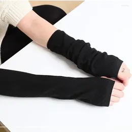 Knee Pads Women Fine Long Knitted Fingerless Gloves Over Elbow Arm Warmers Casual Sleeves Punk Soft Female Goth Lolita Accessories