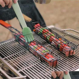 BBQ Tools Accessories Cam Barbecue Grilling Basket Charcoal Grill utomhus bärbar nonstick rostning kött LX6343 Drop Delivery Home G Otyfz