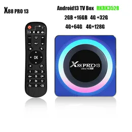 2024 New X88 Pro 13卸売価格Android 13 TV Box RKRK 3528 2GB+16GB 4G+32G 4G+64G+128G ROM ATVセットトップボックス