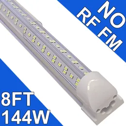 25-PACK LED T8 Shop Light, 8ft 144W 6500K Daylight Białe połączenie NO-RF RM LED zintegrowane światła lampy lampy LED LED Garaż fabryczny, warsztat, warsztat warsztatowy