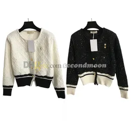 Shiny Sequin Knits Coat Women Round Neck Cardigan Gold Button Knitted Coats Long Sleeve Knitwear