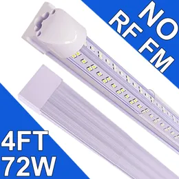 LED -butiksljus fixtur, 4ft 72W 6500k kall vit, 4 fot T8 Integrerade LED -rörljus, anslut lager garagebelysning, v -form, hög utgång, länkar usastock