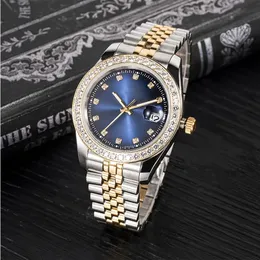 남성 자동 기계식 고품질 스테인리스 스틸 다이아몬드 사파이어 주 캘린더 디자이너 여성을위한 시계