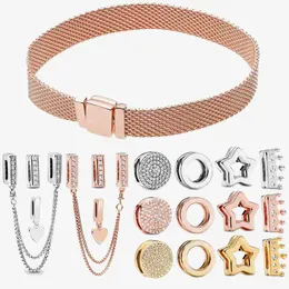 16-20 CM S925 argent Sterling réflexions de couleur Bracelet bricolage Bracelet à breloques ajustement Original breloques perle pour les femmes bijoux cadeau montre intelligente cloche
