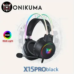 Headphones ONIKUMA X15 Pro Gaming Headphones RGB Head Beam with Mic 3.5mm Wired Earphones Durable Stereo Surround RGB Gaming Headset